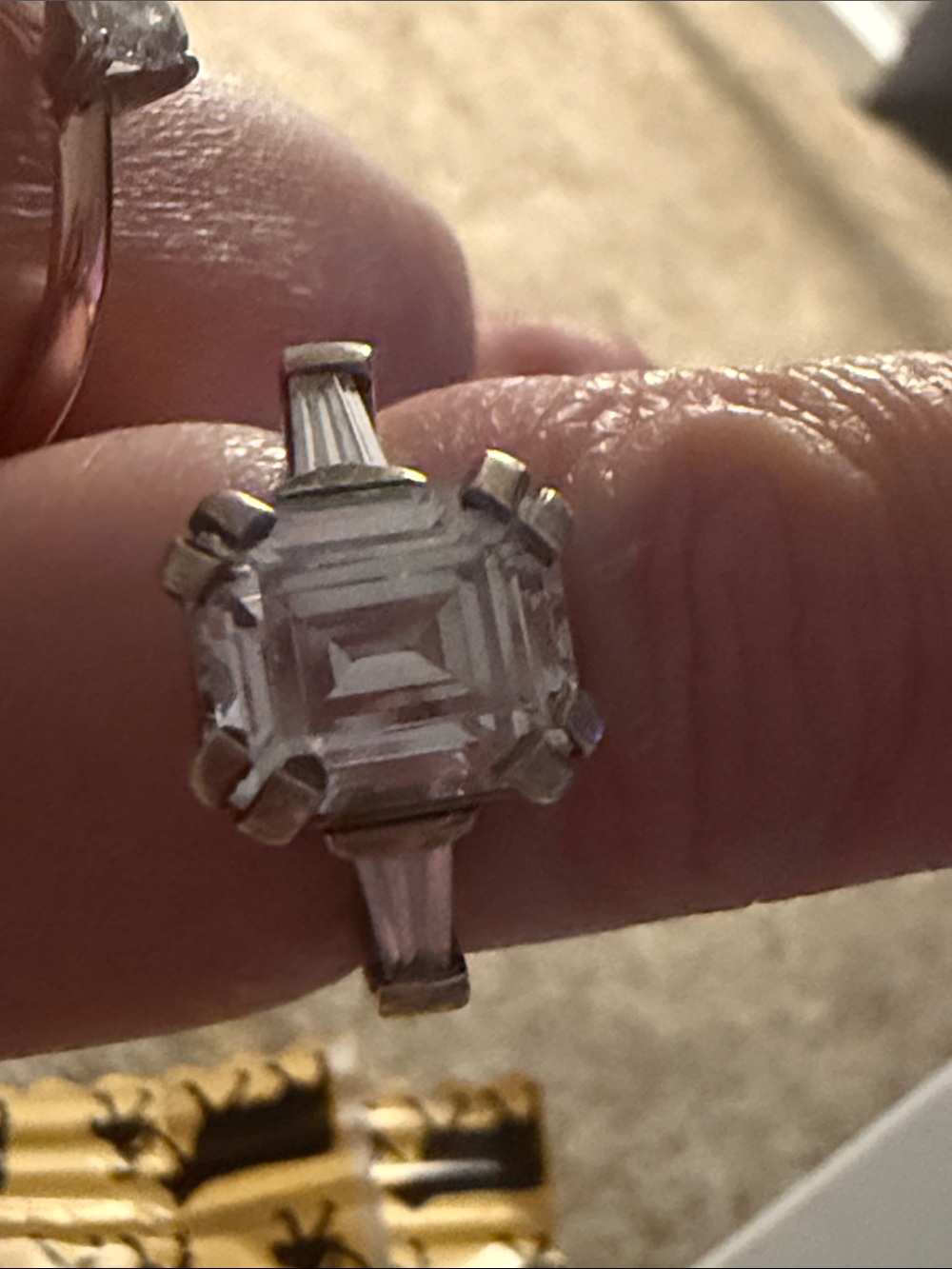 5Ct Emerald Cut Simulated Diamond Ring, 925